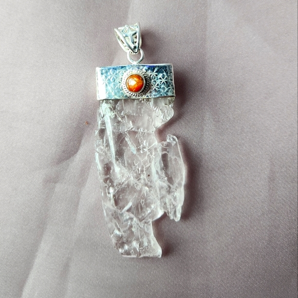 KUNZITE PENDANT WITH SUNSTONE - Picture 1 of 3